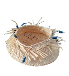 Raffia Blue Beaded Basket