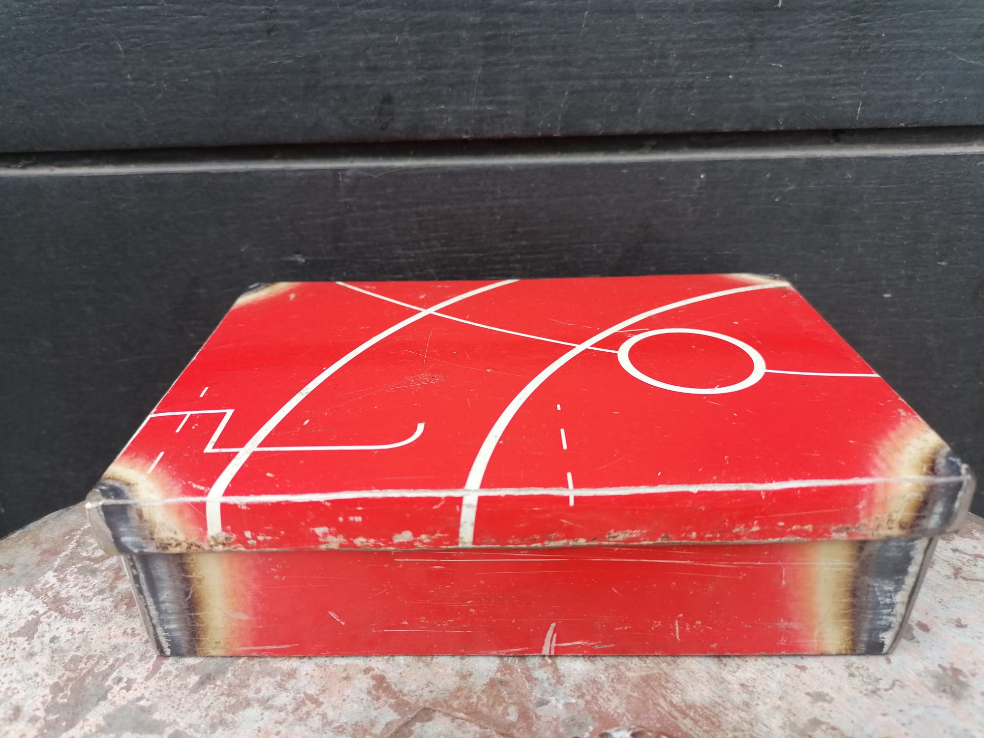 Red Recycled Metal Rectangular Box