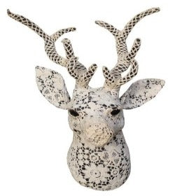 Reindeer Head Handcrafted Covered in Lace Front View 