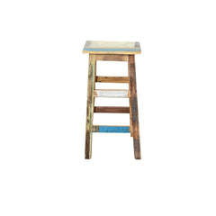 Scrap Counter Stool Front View With Blue And White Patina 