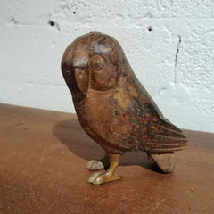 Vintage Metal Owl Side view of owl 
