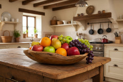 Teak Bowl with fruits in a kitchen