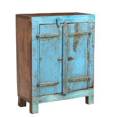 Turquoise locker Side View with two doors and latch