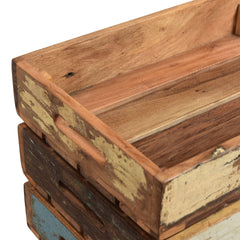 Original Vegetable Crate with Cream, White and Natural Patina Stacked Close Up View