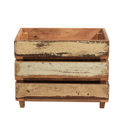 Original Vegetable Crate with Cream, White and Natural Patina Stacked Front View