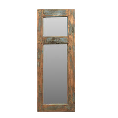 Window Mirror With Natural Grey Patina and Two Mirrors