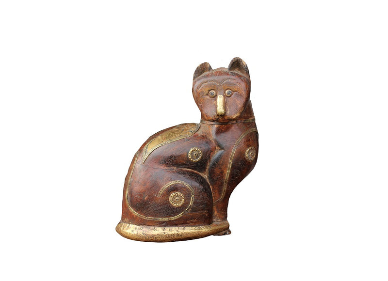 Wood & Brass Cat - HomeStreetHome.ie