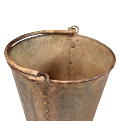 Rustic Zinc Bucket With Handle Close Up Of Inside Of Bucket
