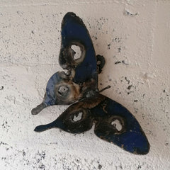 Jeff Butterfly Recycled Metal dark blue on wall