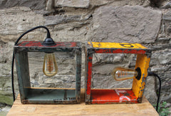 Mondrian square light made of recycled oil tanker metals