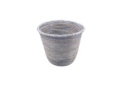 handcrafted paper bin or planter made with recycled plastic and straw