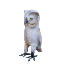 side view of paper mache owl 