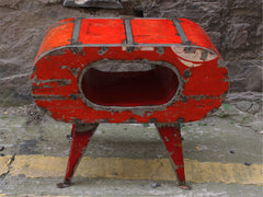 pop art side table made out of recycled oil tanker material