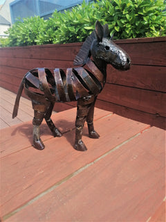 Metal Zebra hand crafted from recycle metal and welded 